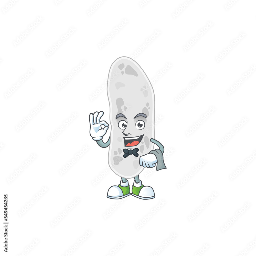 A cartoon image of gemmatimonadetes as a waiter character ready to serve A cartoon image of gemmatimonadetes as a waiter character ready to serve