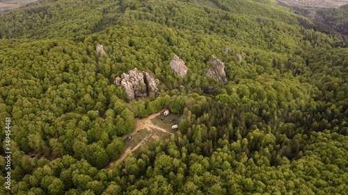 Dovbush rocks on the nature of the mountain forest rocks 
