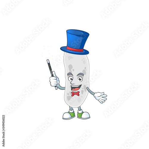 Talented gemmatimonadetes Magician cartoon mascot design style
