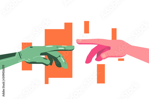 RPA vector concept: robot index finger touching human index finger