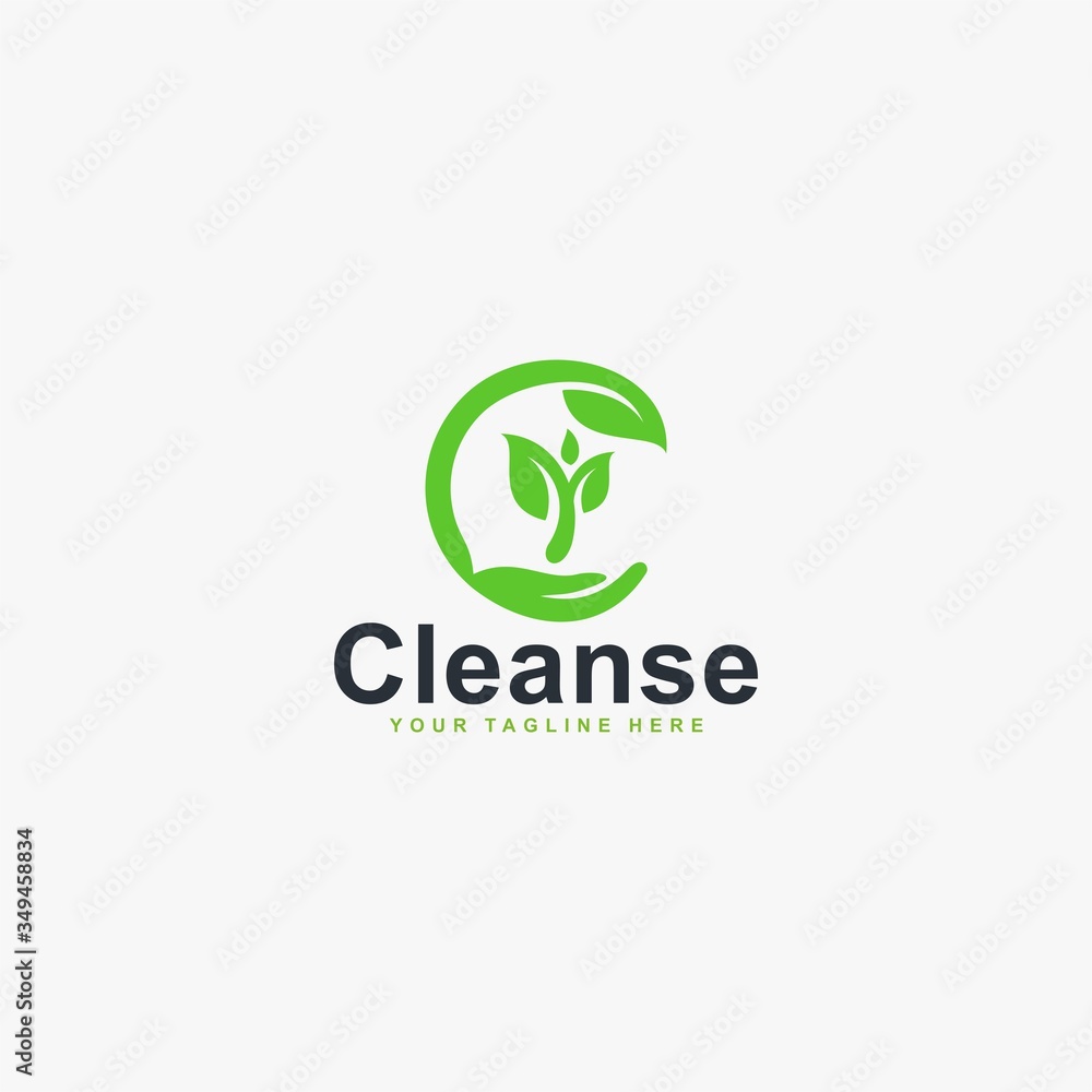 Clean protect logo design vector. Green leaf hand abstract vector icons. Clean protect logo design vector. Green leaf hand abstract vector icons.