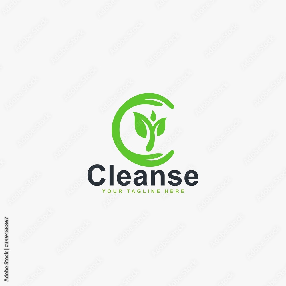 Clean protect logo design vector. Green leaf hand abstract vector icons. Clean protect logo design vector. Green leaf hand abstract vector icons.