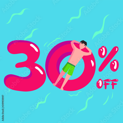 Summer sale 30% discount vector concept