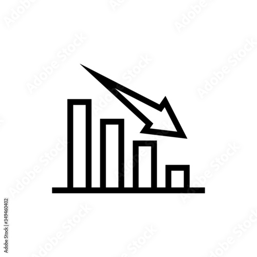 Graphs, graphics, illustrations, finance and unsuccessful investments icon in outline style on white background