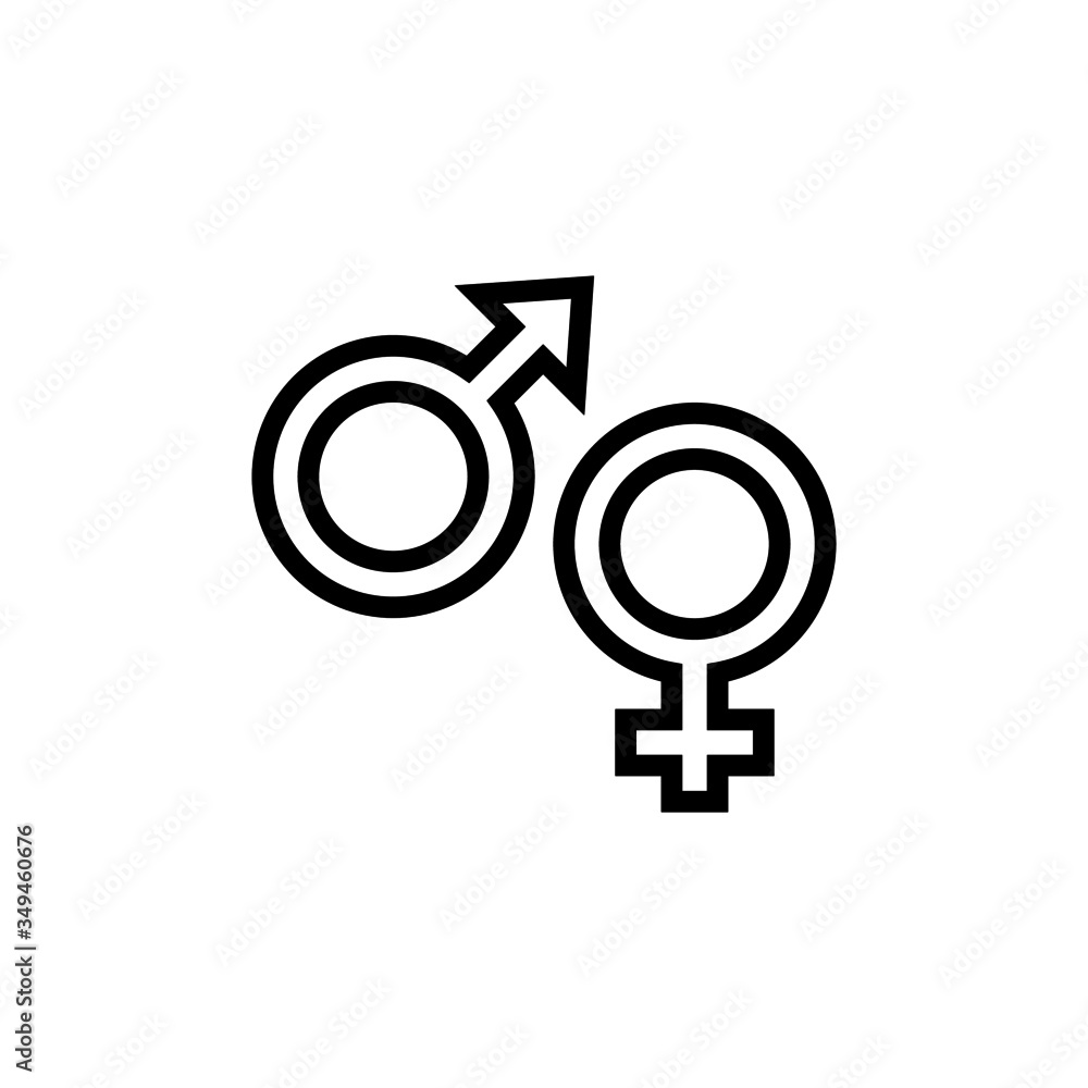 Icons and symbols for Male and female in outline style on white background Icons and symbols for Male and female in outline style on white background