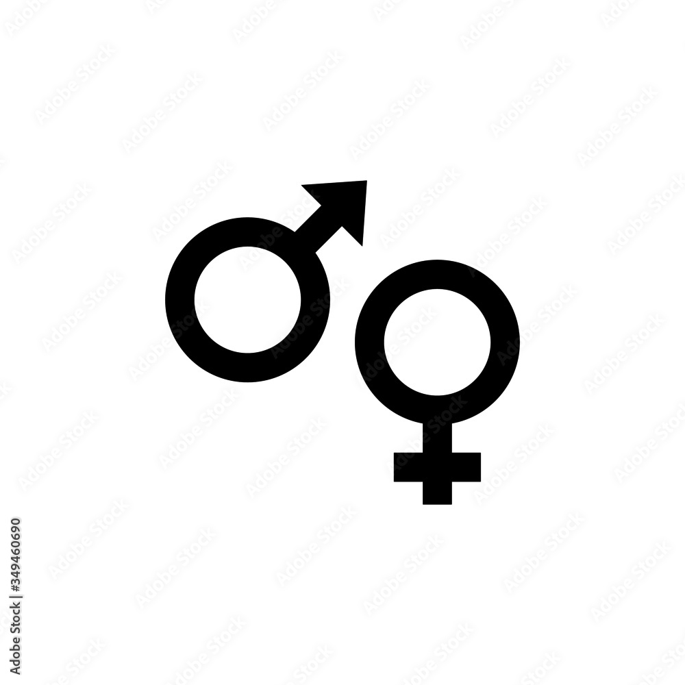 Icons and symbols for Male and female in black flat design on white background Icons and symbols for Male and female in black flat design on white background