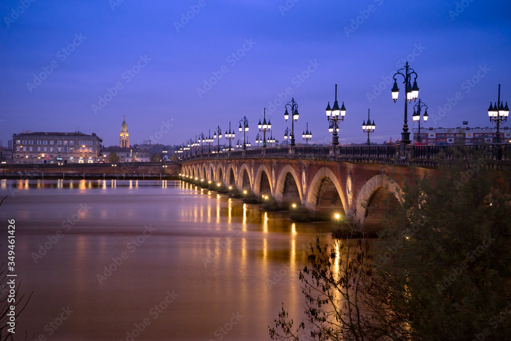 Naklejka premium Pont de Pierre in Bordeaux, France