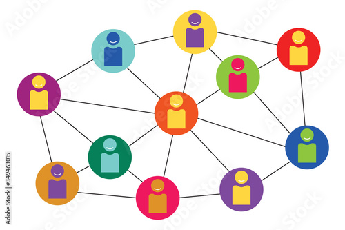 Symbol of people connect among themselves. Teamwork concept. Flat vector illustration isolated on white background.