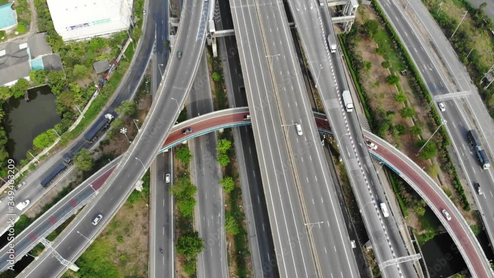 Intersection transport junction city road aerial view business connection industry Intersection transport junction city road aerial view business connection industry