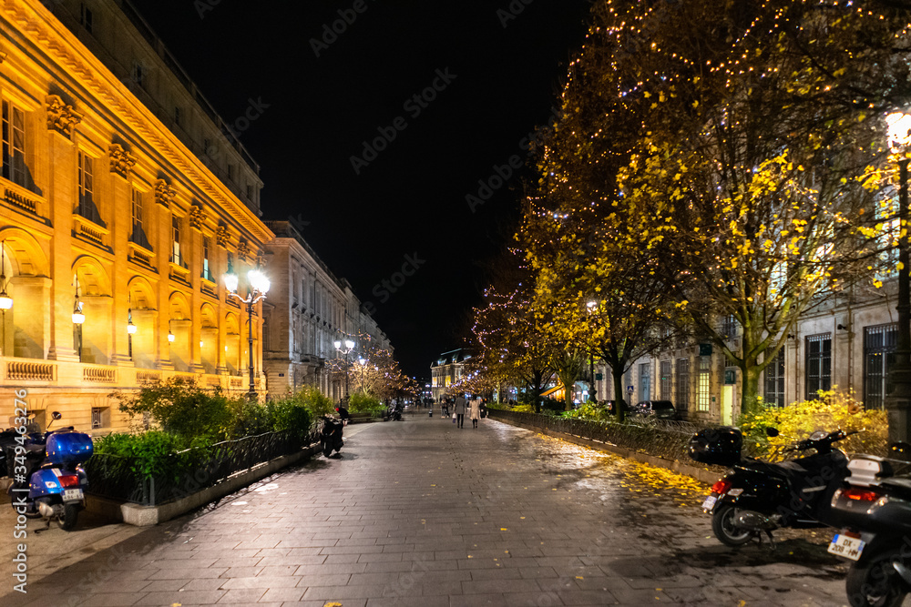 Fototapeta premium Street view at night in Bordeaux city, France