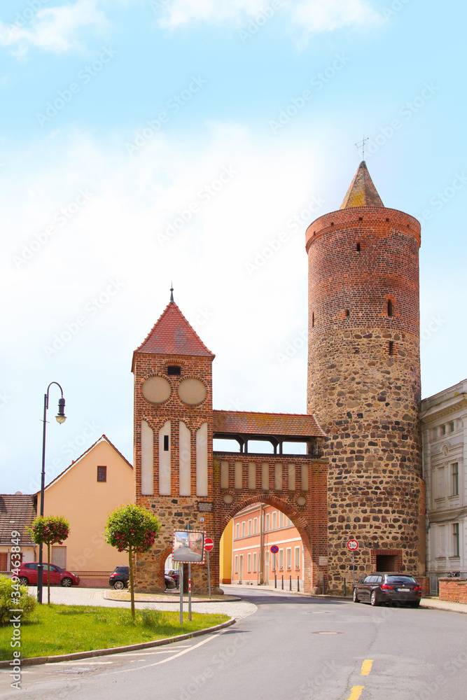 The Town gate (Zinnaer gate) of Jueterbog, federal state Brandenburg - germany
