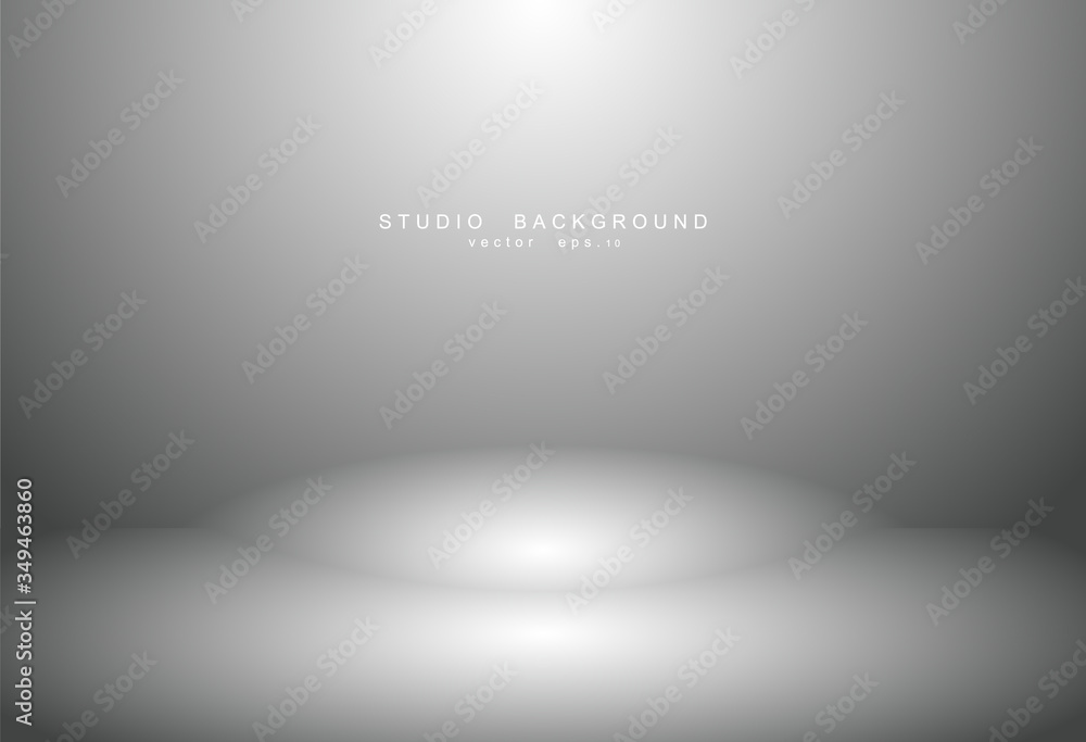 White grey gradient studio room background. Vector EPS 10 White grey gradient studio room background. Vector EPS 10