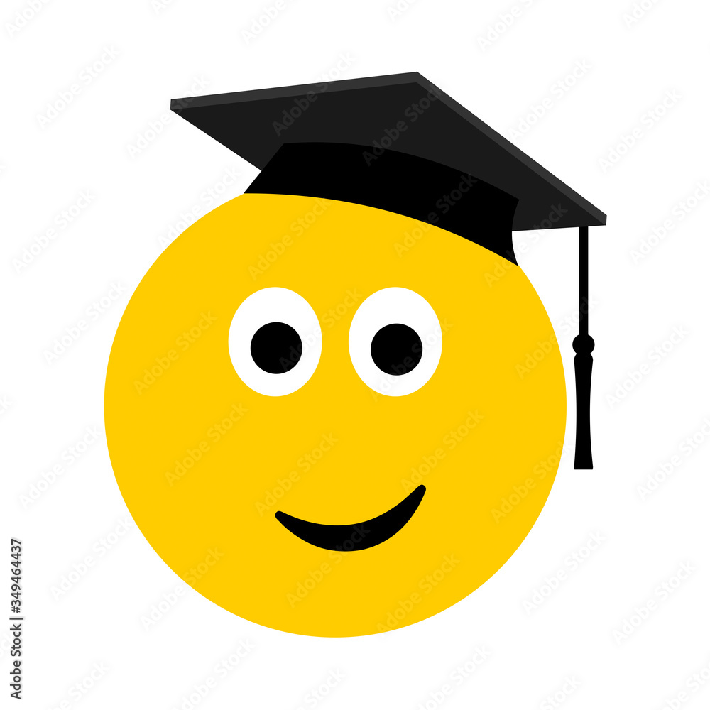 graduation emoji with hat Stock Illustration | Adobe Stock