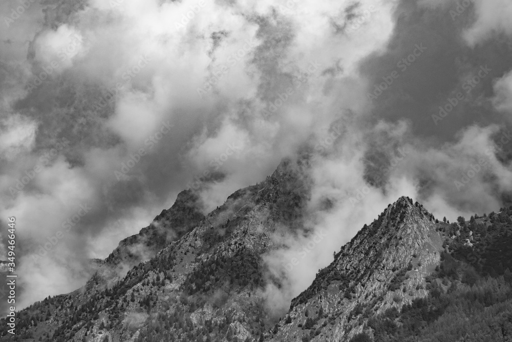 Mountains with clouds landscape Mountains with clouds landscape