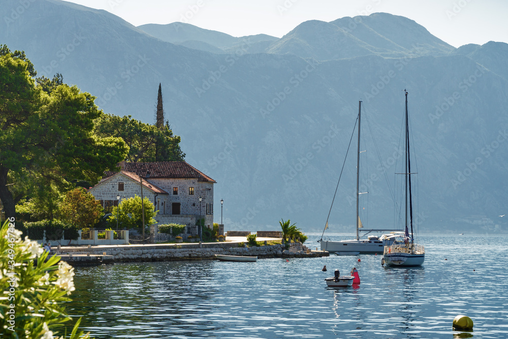 Sunny morning view of old town Perast of the Kotor bay, Montenegro. Sunny morning view of old town Perast of the Kotor bay, Montenegro.
