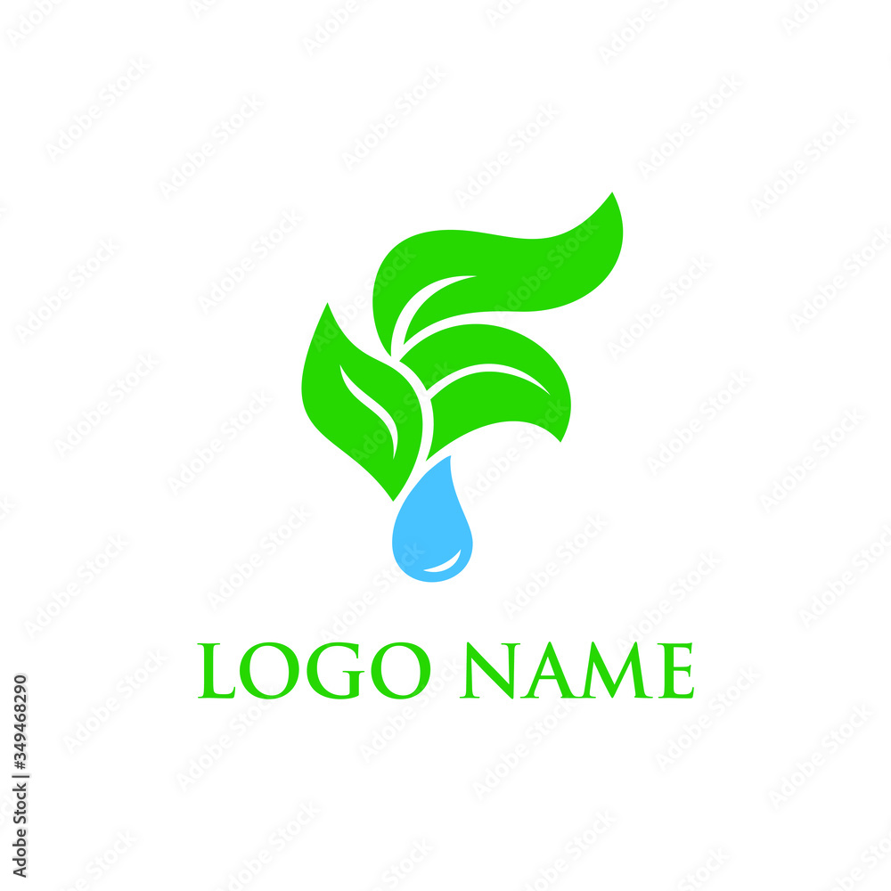 Fototapeta premium Leaf and water drop logo template