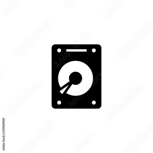 Hard disk icon, Hdd symbol in black flat design on white background