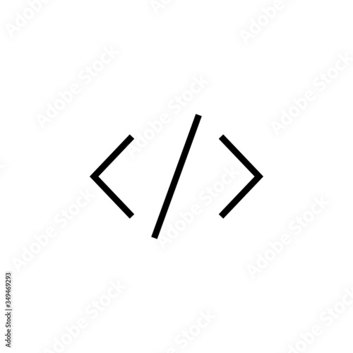 Code Icon in black flat design on white background