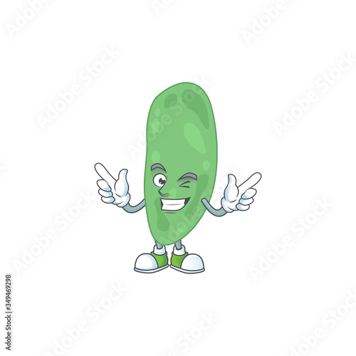 Cartoon drawing concept of thermus thermophilus showing cute wink eye