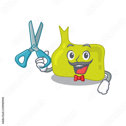 Pituitary cartoon character design as talented barber