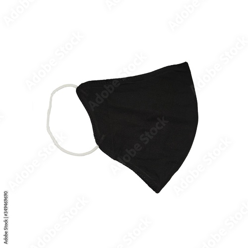 The cloth mask isolated on white background, Black medical mask isolated. Face mask protection against pollution and Covid-19 virus.