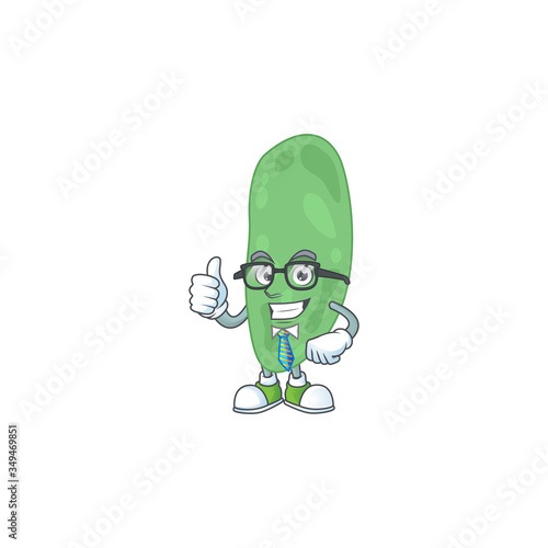 cartoon drawing concept of thermus thermophilus as a successful businessman