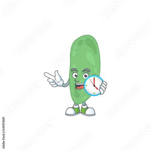 cartoon drawing concept of thermus thermophilus with a circle clock