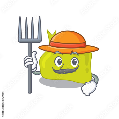 Pituitary mascot design working as a Farmer wearing a hat