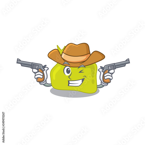Cartoon character cowboy of pituitary with guns