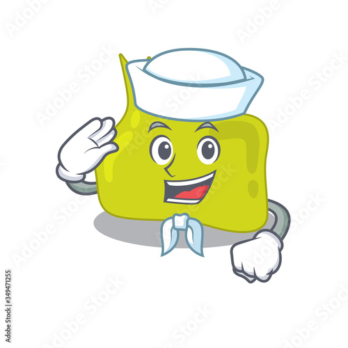 Smiley sailor cartoon character of pituitary wearing white hat and tie
