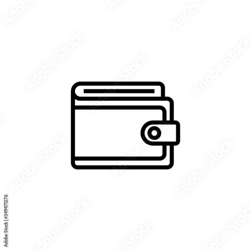 Wallet icon, cash symbol in outline style on white background