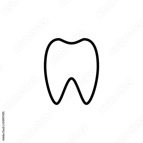 Tooth Icon, Dentistry symbol in outline style on white background