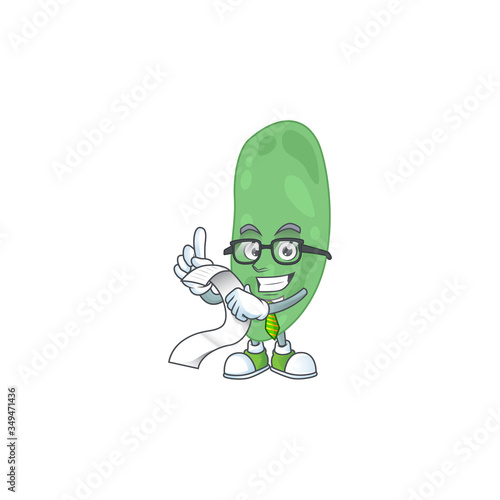 cartoon mascot design of thermus thermophilus holding a menu list