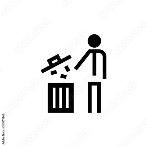 Garbage symbol in black flat design on white background