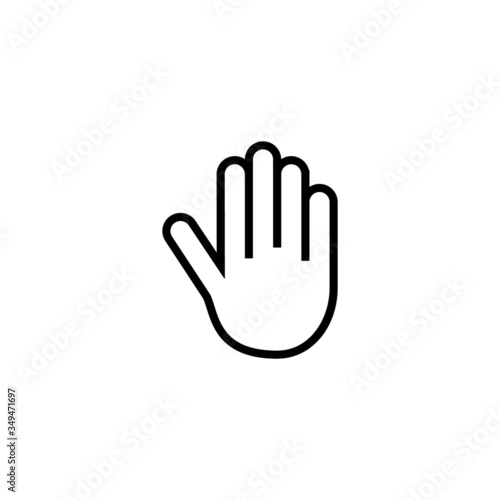 Stop hand icon in outline style on white background