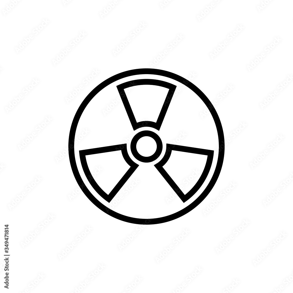 Radioactive Icon, Hazard symbol in outline style on white background Radioactive Icon, Hazard symbol in outline style on white background