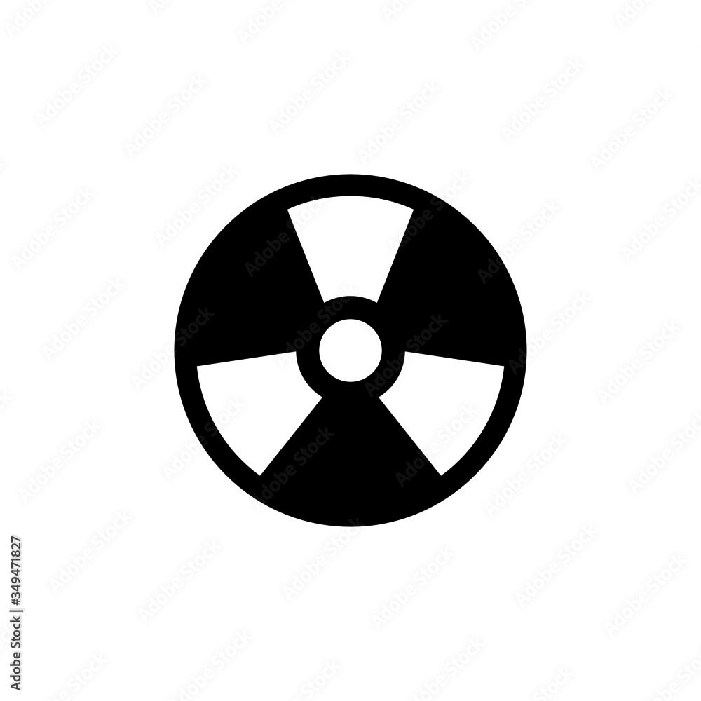 Radioactive Icon, Hazard symbol in black flat design on white background Radioactive Icon, Hazard symbol in black flat design on white background