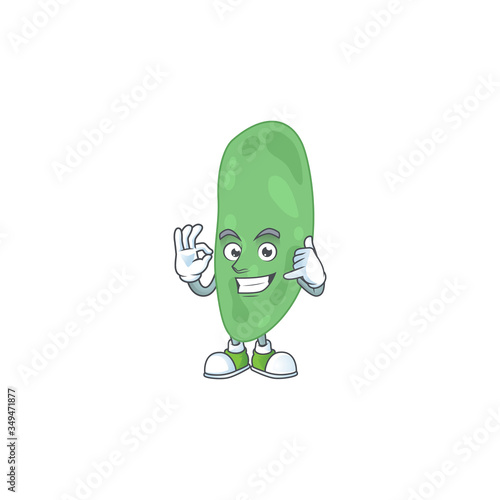cartoon picture of thermus thermophilus make a call gesture