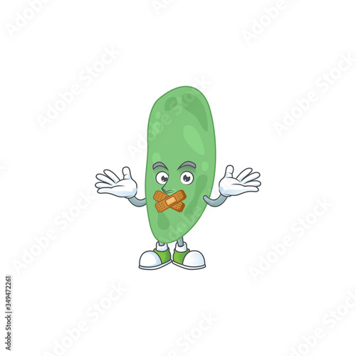 Thermus thermophilus Cartoon drawing design making a quiet finger gesture
