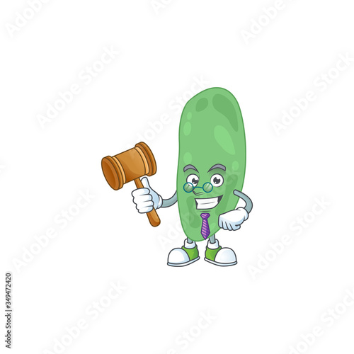 A wise Judge thermus thermophilus cartoon mascot design wearing glasses