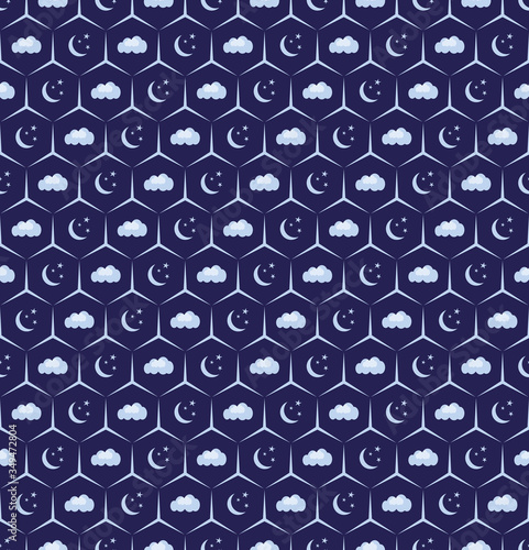 Hexagonal pattern with moon...
