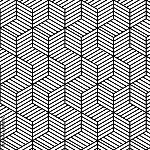 seamless cubical linear texture pattern. optical illusion effect.