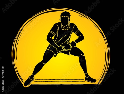 Ping Pong player, Table tennis action cartoon graphic vector