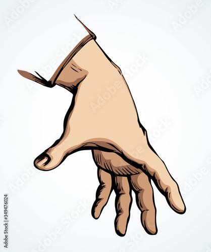 A hand is extended to take. Vector drawing