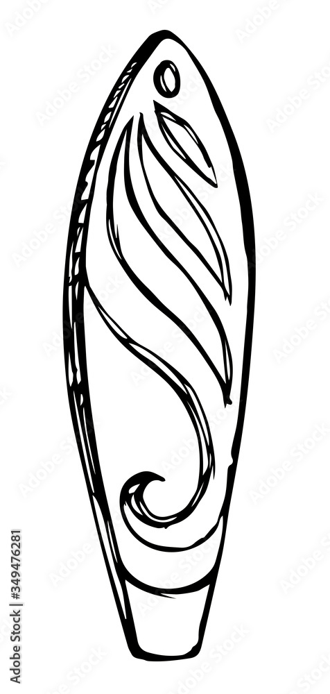 Big sea Surfboard. Vector drawing Big sea Surfboard. Vector drawing