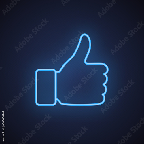 Like neon blue line icon. Glowing sign logo vector