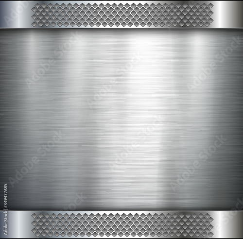 Metal plate texture polished metal background, vector illustration.