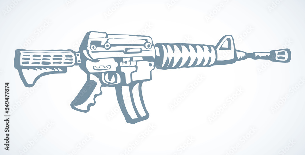 Submachine gun. Vector drawing object Submachine gun. Vector drawing object