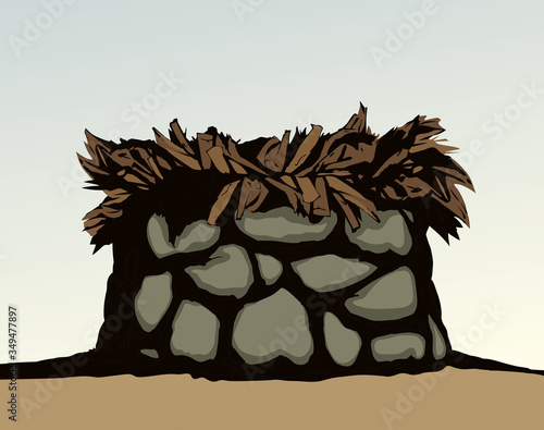 Stone Altar. Vector drawing