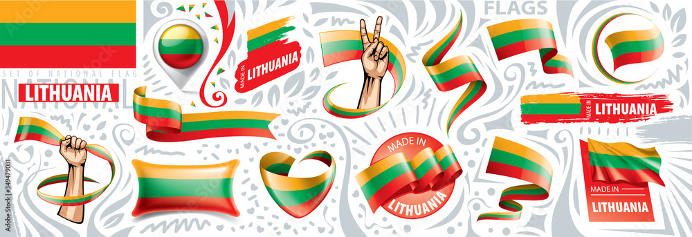 Vector set of the national flag of Lithuania in various creative designs Vector set of the national flag of Lithuania in various creative designs